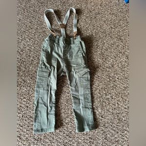 Zara green cargo pant slim fit w/suspenders